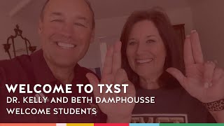 Welcome to TXST from Dr. Kelly and Beth Damphousse