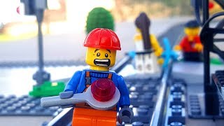 Horrible Lego train crash with biker and 2 girls