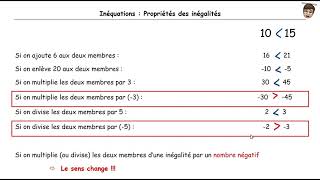 Inéquations - Propriétés des inégalités - 3ème