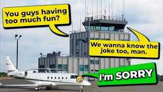 🤣 Pilot CAN'T READBACK his taxi instructions due to laughing | Morristown, NJ