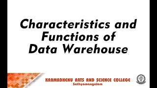 Data Warehouse | A P Tamilselvan Asst Professor | Department of Computer Science