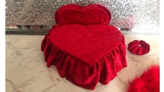 Luxury Romantic Heart  Bed Miniature with Storage.