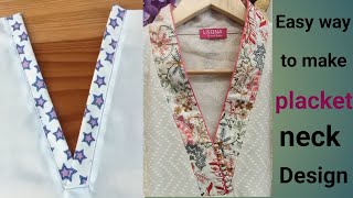 #how to make V-placket neck design#placket neck #cutting & stitching#border V-shape neck for winter