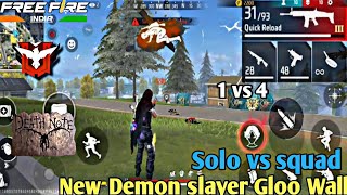 Solo vs squad New Demon Slayer x Gloo Wall 🔥 Gameplay Garena free fire -