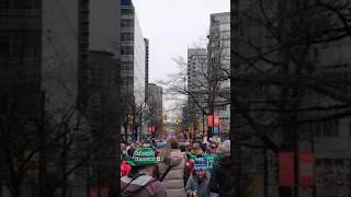 On Robson in the #CFL #GreyCup Fan March 🇨🇦, #downtown #downtownvancouver #vancouver #shorts