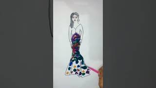 Water drop drawing 💧👗#stepbystep#coloring#Shorts#twosisters#shortvideo #youtube Shorts