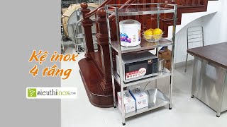 Kệ inox nhà bếp loại 4 tầng tấm phẳng | sieuthiinox.com