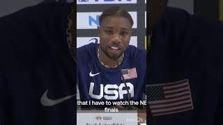 TEAM USA REACTS TO NOAH LYLES SAYING THAT NBA CHAMPIONS AREN'T WORLD CHAMPIONS #shorts