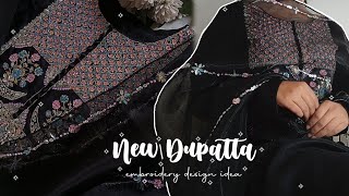 Dupatta designing ✨ beads embroidery work🤍 dupatta design idea handmade 💖