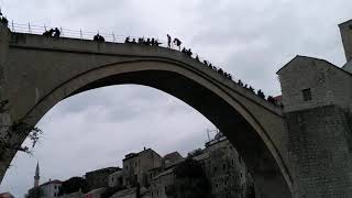 Mostar Old Bridge with the jump