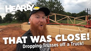 THAT WAS CLOSE! Dropping Trusses of a Truck!