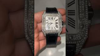 CARTIER SANTOS WATCH DIAMOND SET 💎 #cartierwatches #icedoutwatch #watches #luxury