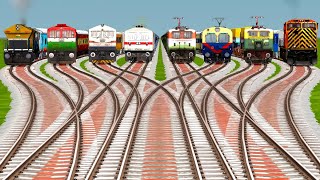 Eights Trains Running At Bumpy🚀 Branched 3D Railroad Tracks | train videos rhymes | Train Simulator