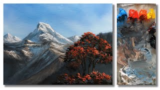 Acrylic Landscape Painting in time-lapse | Nepali Mountain Painting Tutorial | How to Paint Mountain