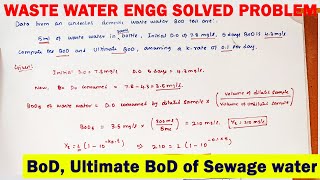 BOD and Ultimate BOD | BOD problem | how to calculate ultimate BOD | BOD of waste water | sewage BOD