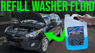 How to Refill Windshield Washer Fluid - Hyundai Tucson (2010-2015)