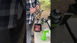 Sizzling Camp Dinner #campfood #campcooking #grilledsteak