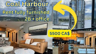 Rent at Coal Harbour, fully furnished 2 BD + Office - MELVILLE LUXURY LIVING   in 4K