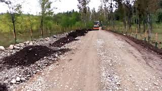 Road roller on road