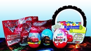 Opening Kinder Surprise Egg Disney Cars 2 Squinkies Mystery Bags Easter Holiday Edition