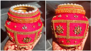 How to decorate Kalash for festivals. Diy Kalash decoration idea. Easy kalsh decoration for puja.