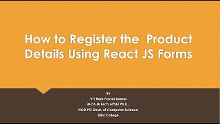 Register The Product using React JS Forms #reactjstutorial