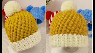 Easy to crochet a warming hat for beginner.