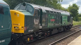 Hinckley station a class 37608 Andromeda is DRAG a class 730206 LNR 5Q65 going pass 19/6/24