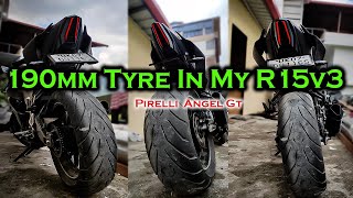 Installing 190MM Tyre In R15v3🔥| Superbike Tyre in My R15v3/190/55/z17#yamaha#r15v3#modification