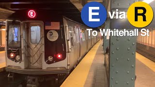 (E) Trains via the (R) Line to Whitehall St