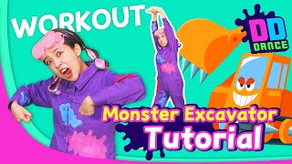 Super Digger!! Monster Excavator 💥🚜 | DD Dance Tutorial | Kids Workout | Dance Along | Dragon Dee 💚