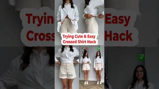 😱 Use This Easy Trick To Create A CROSSED Shirt Style! #shorts