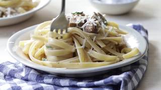 Creamy lemon-garlic mushroom pasta