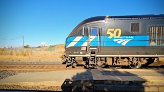 Amtrak Coast Starlight train 11 with ALC-42's 301!, 318, and P42DC 11 leading.