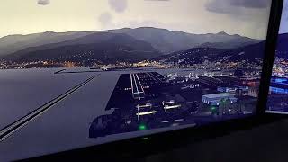 Landing at Genova ( Italy ) in the dusk