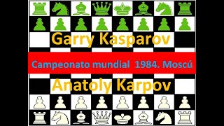 Anatoly Karpov (blancas) vs Garry Kasparov (negras) Campeonato mundial.  Moscú, 1984.  Round 9