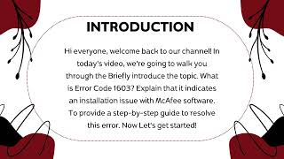 How to troubleshoot McAfee Error Code 1603 when the software installation fails?