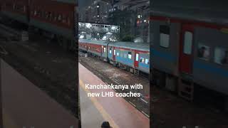 Kanchankanya Express with brand new LHB coaches #lhb #lhbcoach #kanchankanyaexpress #wap7loco #wap7