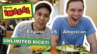 AMERICAN VS FILIPINO TRY MANG INASAL :: UNLI RICE CHALLENGE