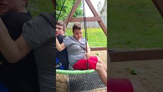 Swinging together. #specialneeds #brother #summer #swing #ring14syndrome