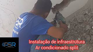 Instalação de infraestrutura para ar condicionado split tubulação embutida