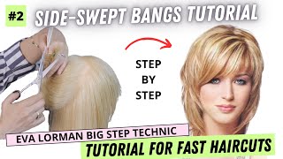 How to Cut a Haircut with a Side Swept Bangs Tutorial #2 | Woman’s Haircut by Eva Lorman