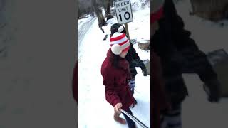 Enjoying snow with mom