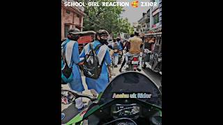 Cute School Girl 🥰 Shocking Reactions ❤️ Kawasaki Ninja Zx10r #publicreaction #school #shorts