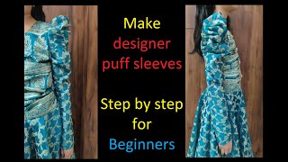 Make designer puff sleeves | step by step for beginners #HKDressCreations #puffsleeves #designer