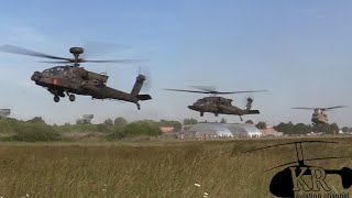 US Army helicopters engine start and take off at Kaposújlak airport