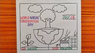 World Nature Conservation Day Drawing / Stop Pollution Drawing / Nature Conservation Poster Drawing