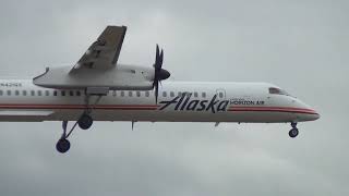 Alaska Airlines (Horizon) Bombardier Q400 landing at Portland Airport