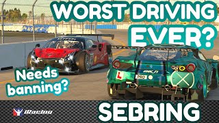 Worst Ferrari GT3 driver on iRacing? Should he be banned? Deliberate wrecker,  Sebring Fixed Ferrari