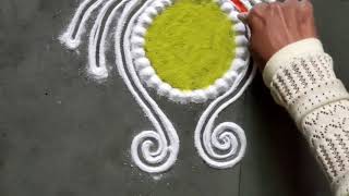 Attractive Border Rangoli for Diwali pooja